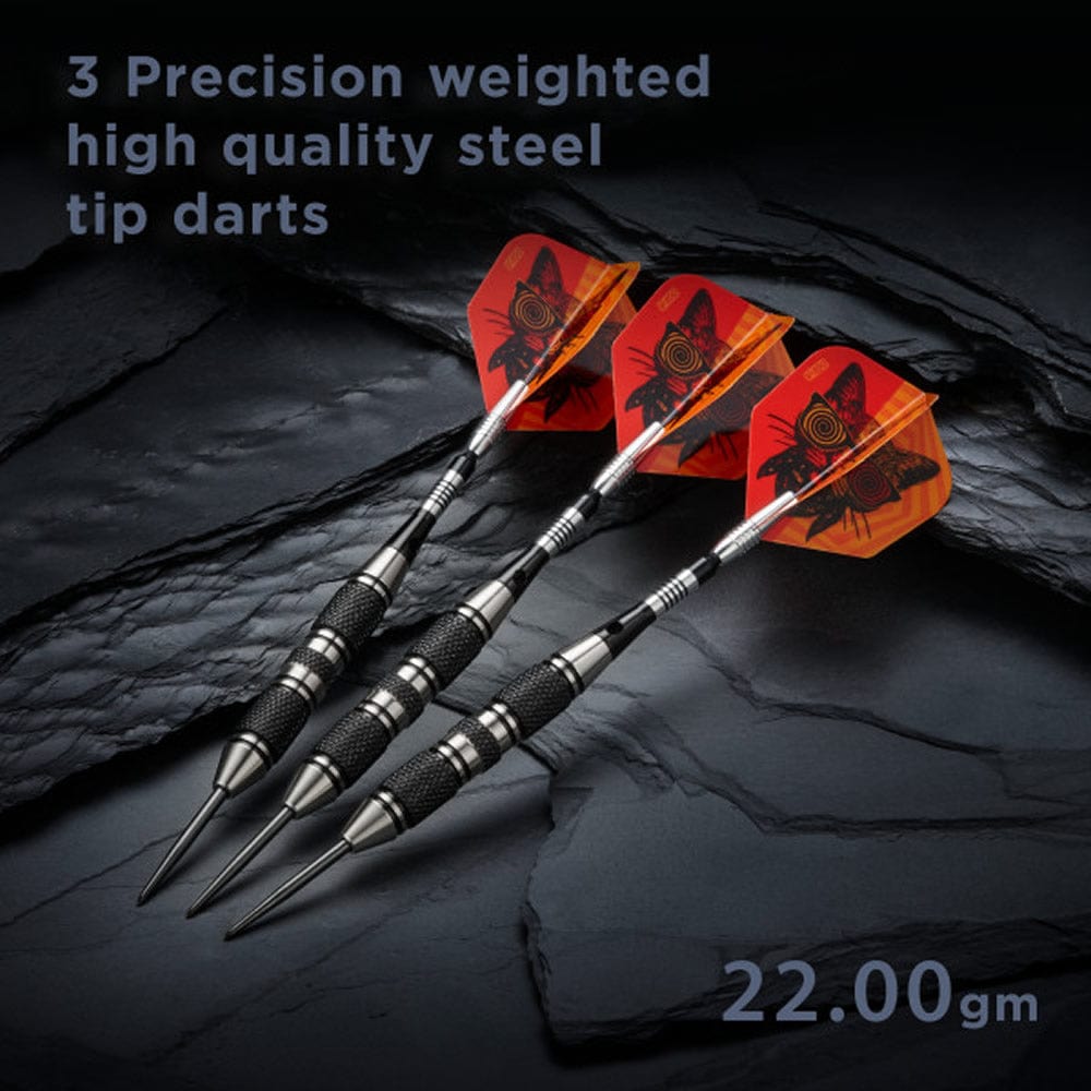 Viper The Freak Darts - Steel Tip - Nickel Silver - with Spinster Shafts - F2 - Black Twin Knurl 22g