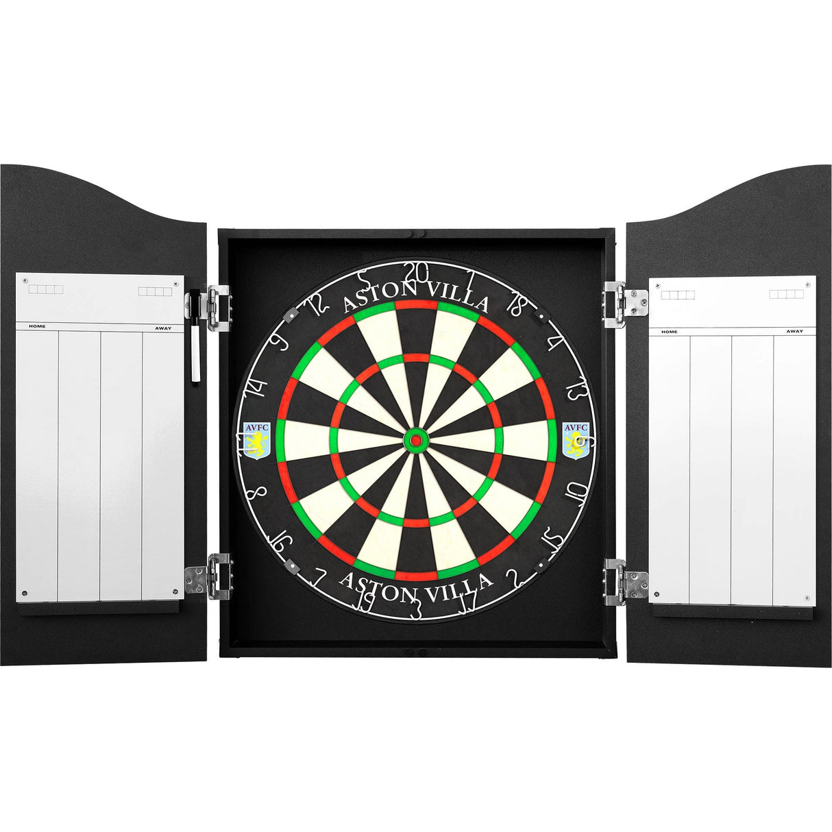 Aston Villa FC Dartboard Cabinet - Official Licensed - AVFC - C2 - Black - Vertical Stripe