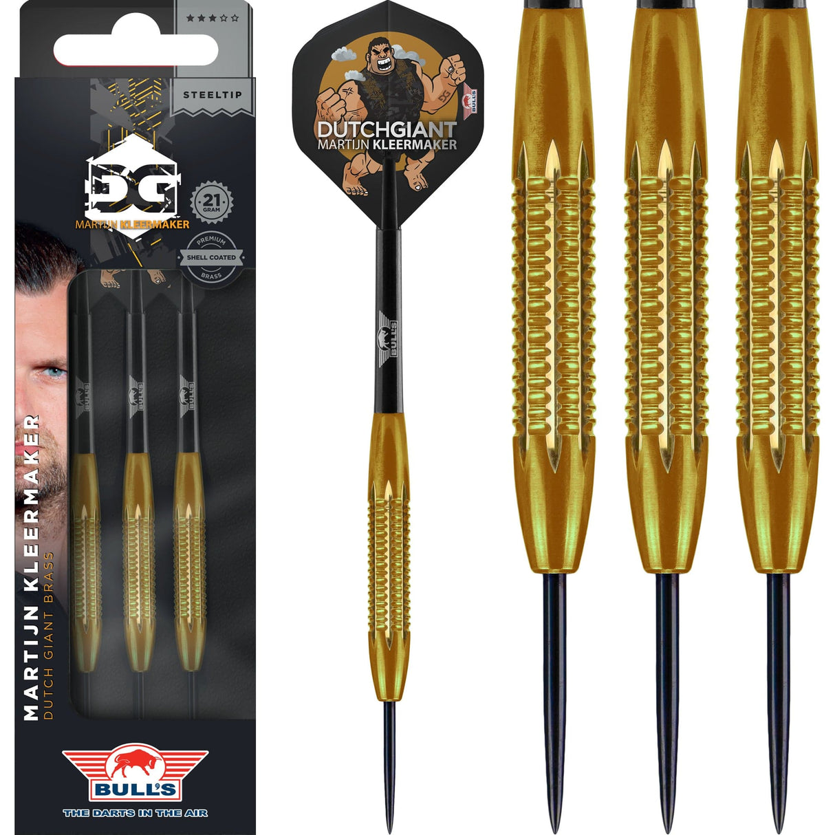 Bulls Martijn Kleermaker Darts - Steel Tip - Brass - The Dutch Giant - 21g 21g