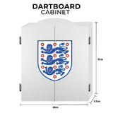 England Football Dartboard Cabinet - Official Licensed - C1 - White - 3 Lions Crest