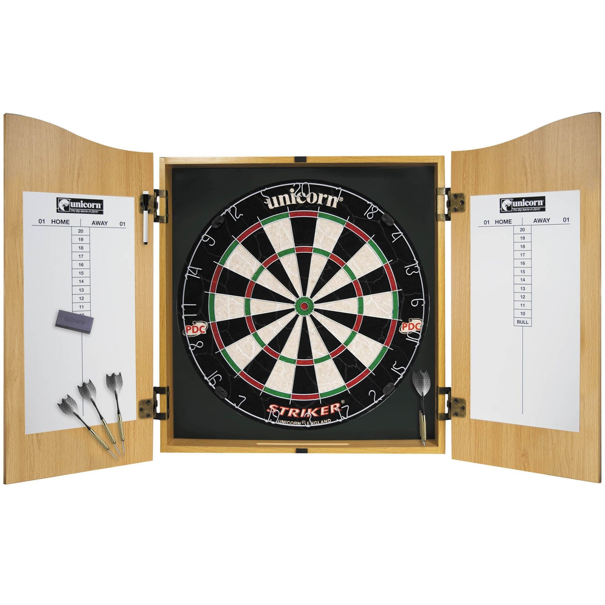 Unicorn Striker Home Darts Centre - inc - Cabinet Dartboard Darts