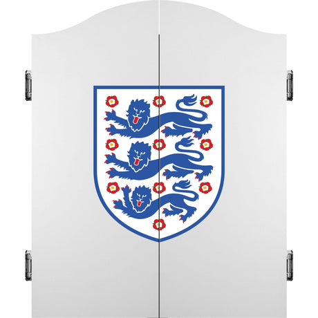 England Football Dartboard Cabinet - Official Licensed - C1 - White - 3 Lions Crest