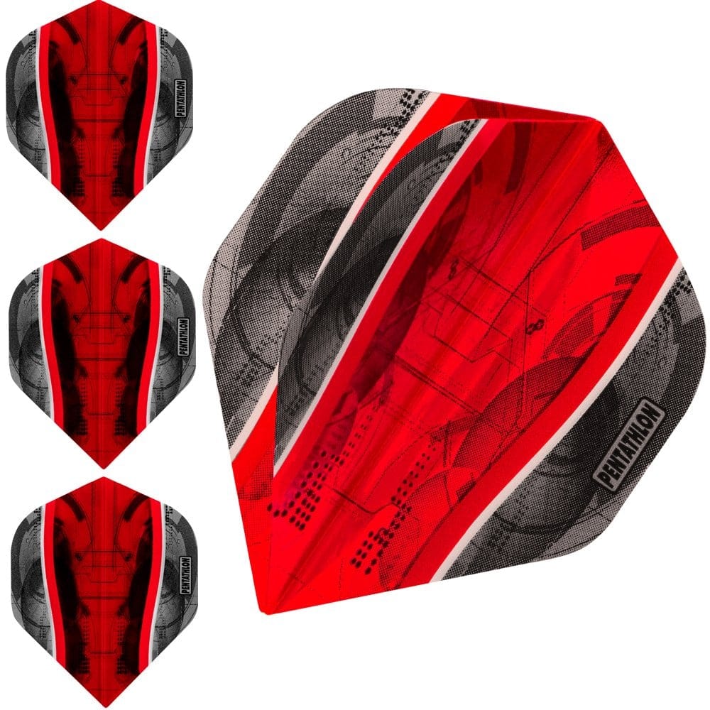 *Pentathlon Silver Edge Dart Flights - Extra Strong - Std Red