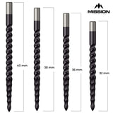 Mission Lunar CS Dart Points - Spare Points - Rough Cut - Black