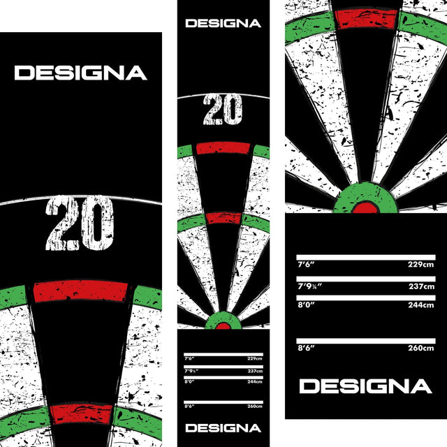 Designa Dartboard 20 Carpet Mat - Non Slip Back - 290cm X 60cm