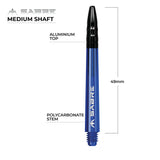 Mission Sabre Shafts - Polycarbonate Dart Stems - Blue - Black Top