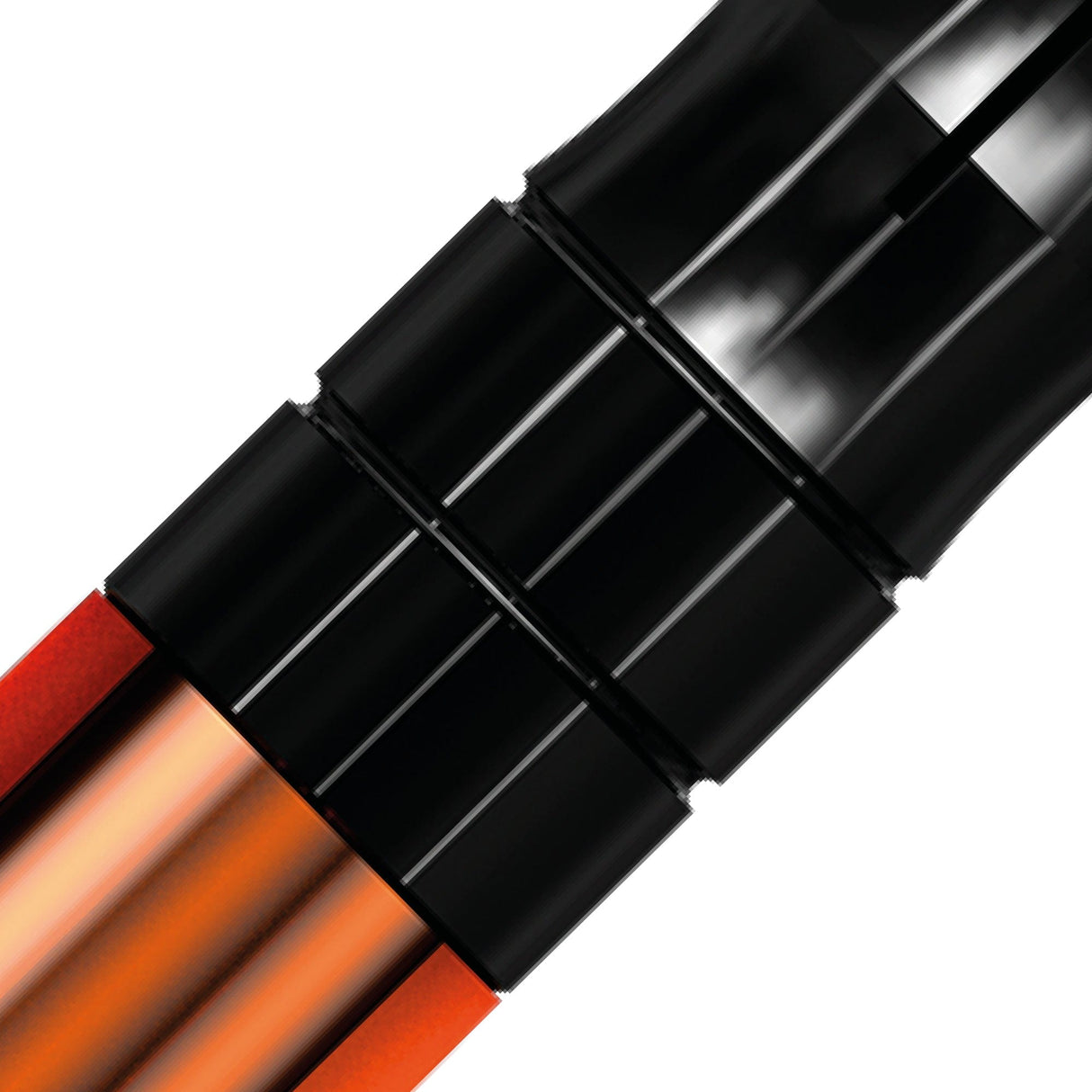 Mission Sabre Shafts - Polycarbonate Dart Stems - Orange - Black Top