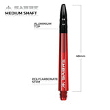 Mission Sabre Shafts - Polycarbonate Dart Stems - Red - Black Top