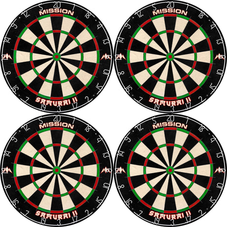 Mission Samurai II Dartboard - Ultra Thin Wire - Professional Board - Pack of 4