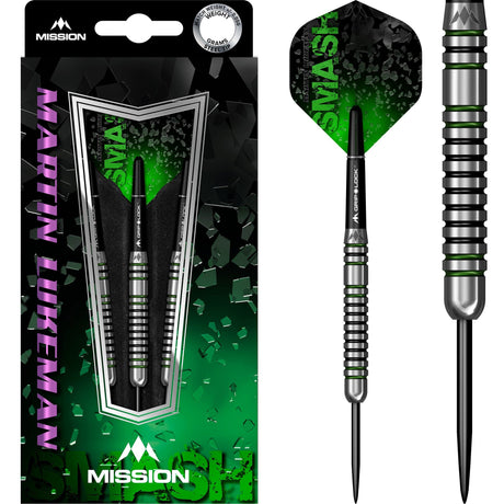 Mission Martin Lukeman Darts - Steel Tip - Black & Green 23g