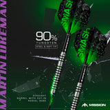 Mission Martin Lukeman Darts - Soft Tip - Black & Green - 20g 20g