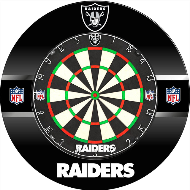 NFL - Printed Dartboard & Printed Surround - Official Licensed - Las Vegas Raiders