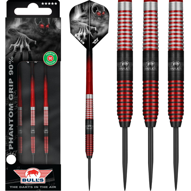 Bulls Phantom Grip Darts - Steel Tip - Micro Ring Grip - Red 23g