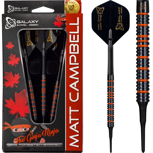 Galaxy Matt Campbell Darts - Soft Tip - V2 - The Ginja Ninja - Black 18g