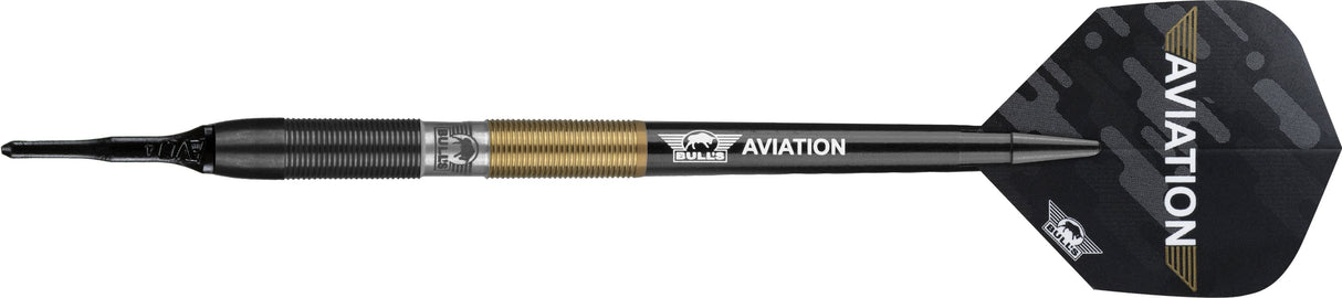 Bulls Aviation Darts - Soft Tip - Ringed - Black and Gold 18g