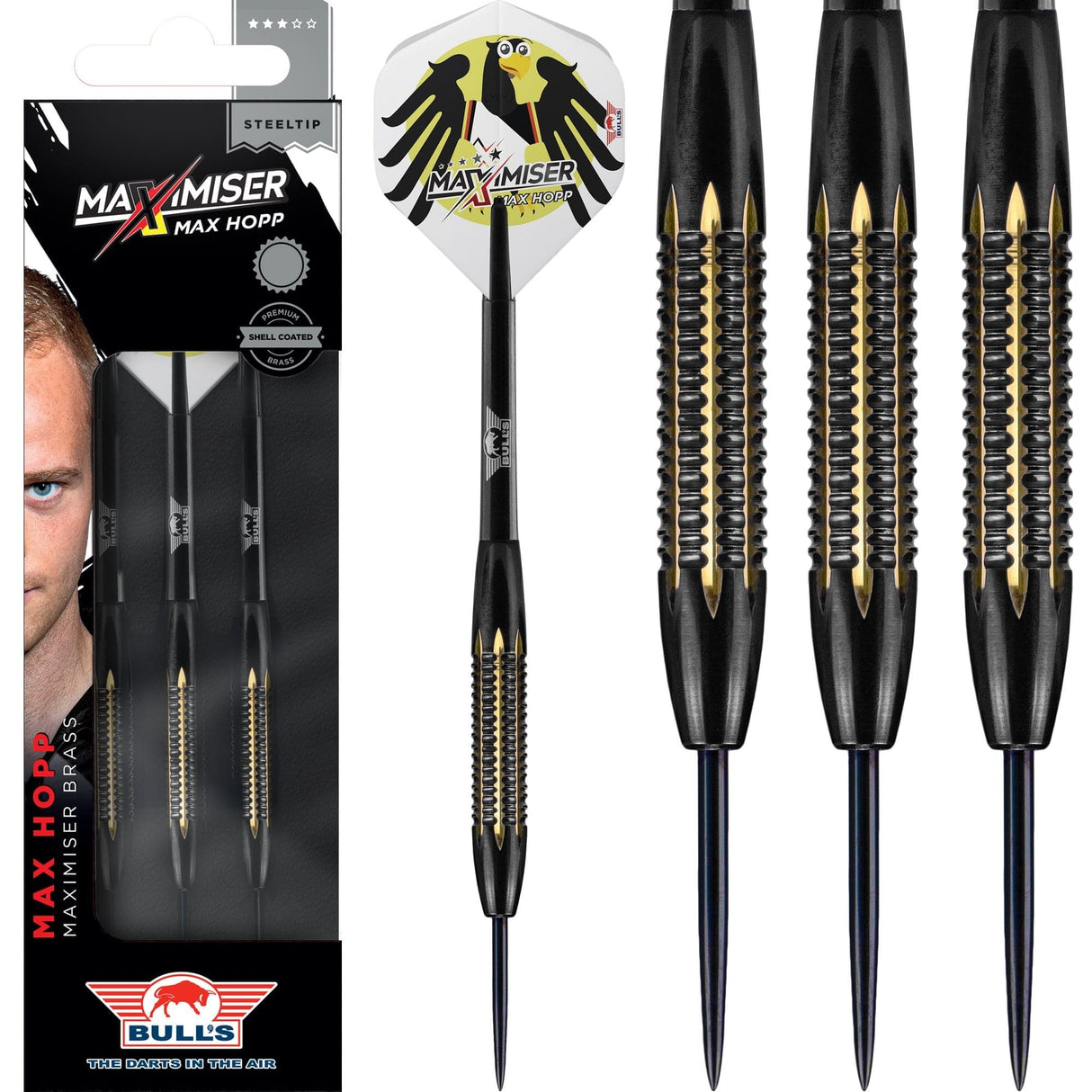 Bulls Max Hopp Darts - Steel Tip - Shell Coated - Brass - Maximiser - 21g 21g