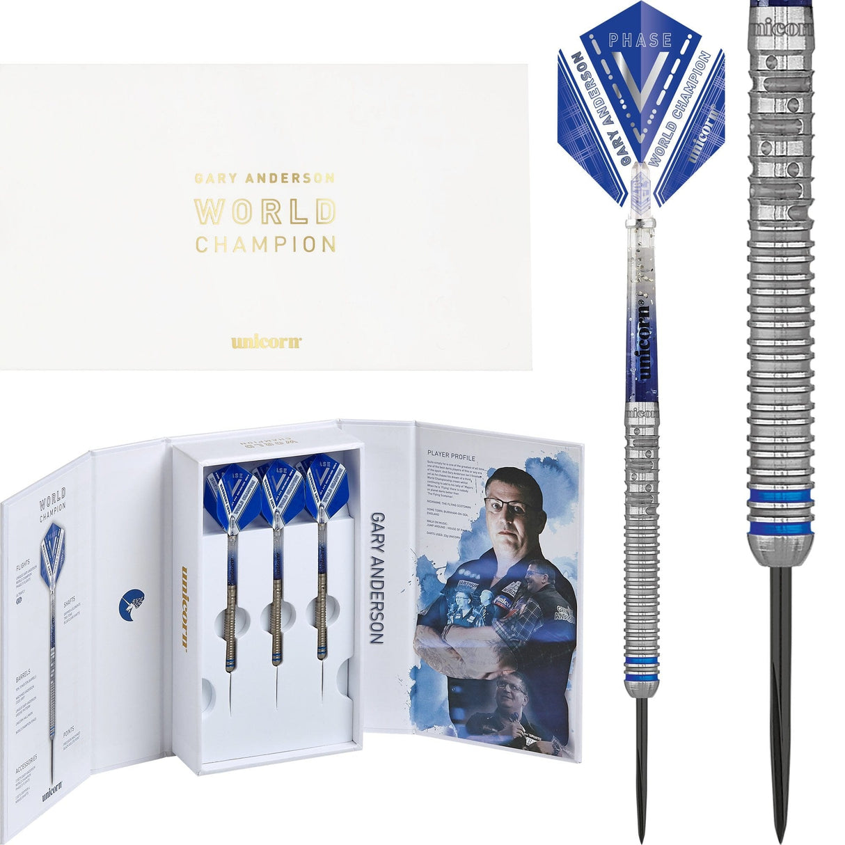 Unicorn Gary Anderson Darts - World Champion Steel Tip - Phase 5 21g