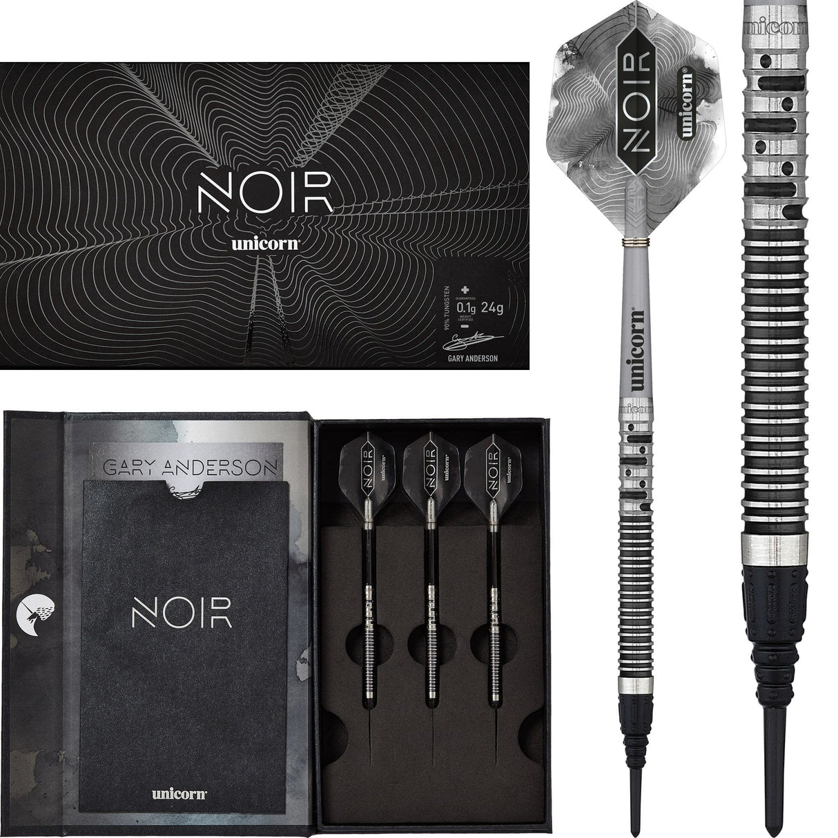 Unicorn Gary Anderson Darts - World Champion Soft Tip - Phase 5 - Noir 18g