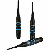 One80 Raise B Darts - Soft Tip - Black - Aqua Blue Rings 17g