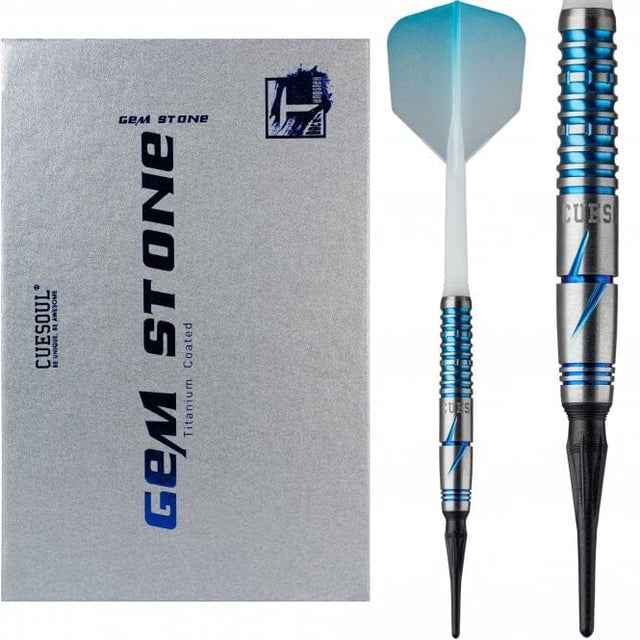 Cuesoul - Soft Tip Tungsten Darts - Blue Gem Stone - Oil Paint Finish 20g