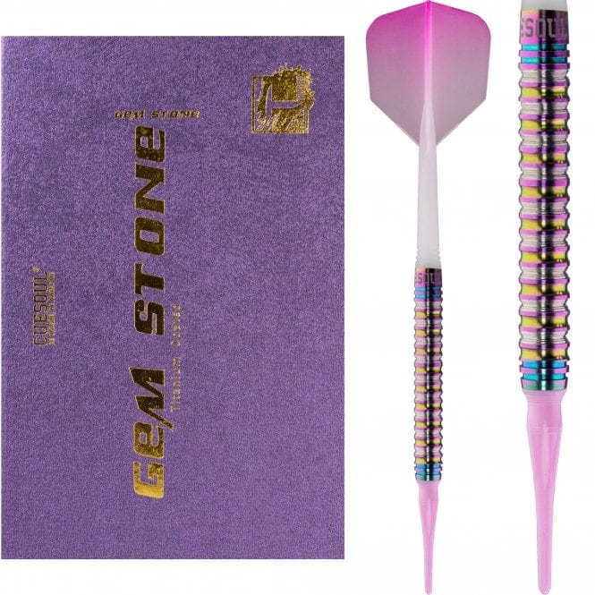 Cuesoul - Soft Tip Tungsten Darts - Pink Gem Stone - Oil Paint Finish 20g