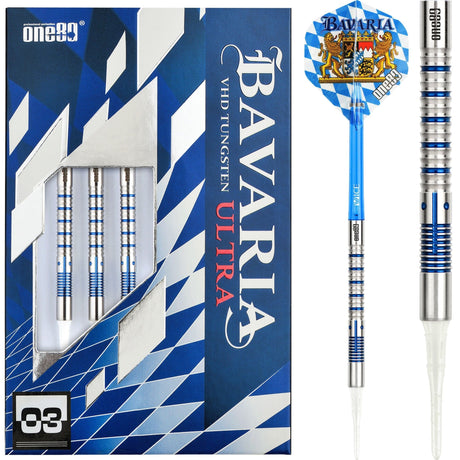 One80 Bavaria Ultra Long Darts - Soft Tip - S03 - Blue 19g