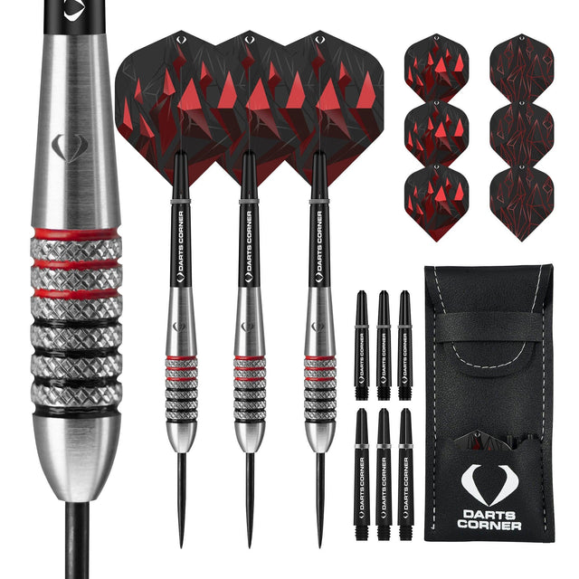 Darts Corner Astrofire Darts - Steel Tip - Knurled - Black & Red 22gPERS