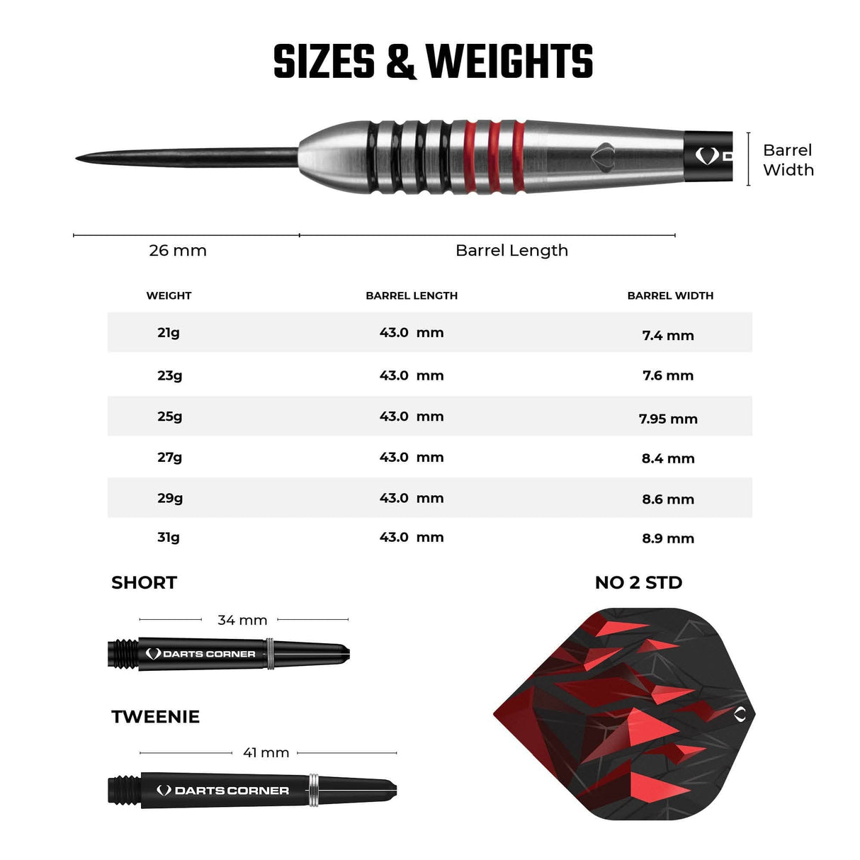 Darts Corner Astrofire Darts - Steel Tip - Ringed - Black & Red