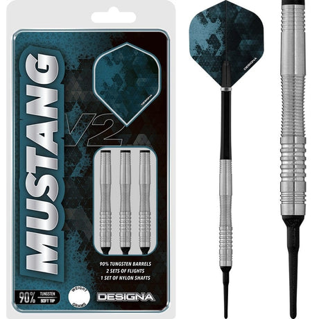 Designa Mustang V2 Darts - Soft Tip - Scallop - Silver 18g