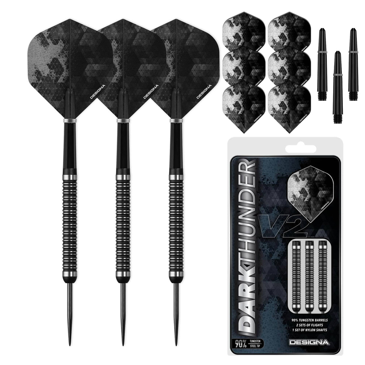 Designa Dark Thunder V2 Darts - Steel Tip - Black