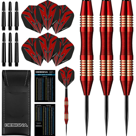 Designa Mako Darts - Steel Tip Electro Brass - Micro Grip - Red 23g