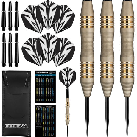 Designa Mako Darts - Steel Tip Electro Brass - Micro Grip - Silver 23g