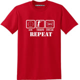 T Shirt - Humour Dart T-Shirt - Red - Aim Throw Swear Repeat