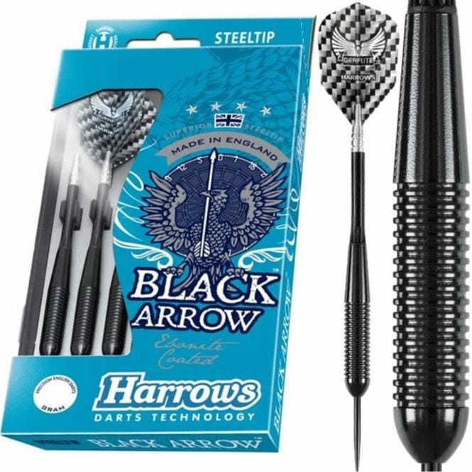 Harrows Black Arrow Darts - Steel Tip Ebonite Brass - Ringed - 19g 19g