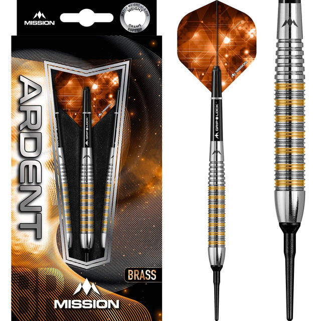 Mission Ardent Darts - Soft Tip Brass - M2 - Front Ring Grip 18g