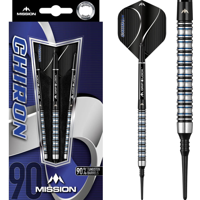 Mission Chiron Darts - Soft Tip - M1 - Electro Black & Blue 18g