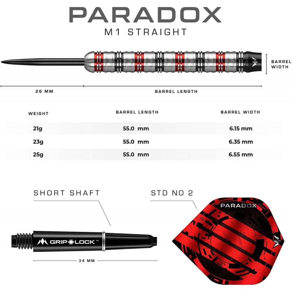 Mission Paradox Darts - Steel Tip - Straight - M1 - Electro Black & Red