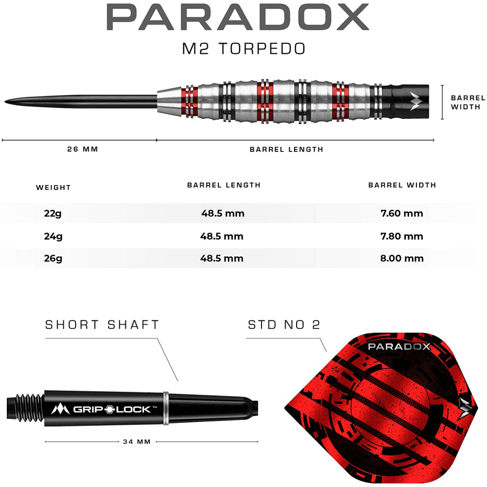 Mission Paradox Darts - Steel Tip - Curved - M2 - Electro Black & Red