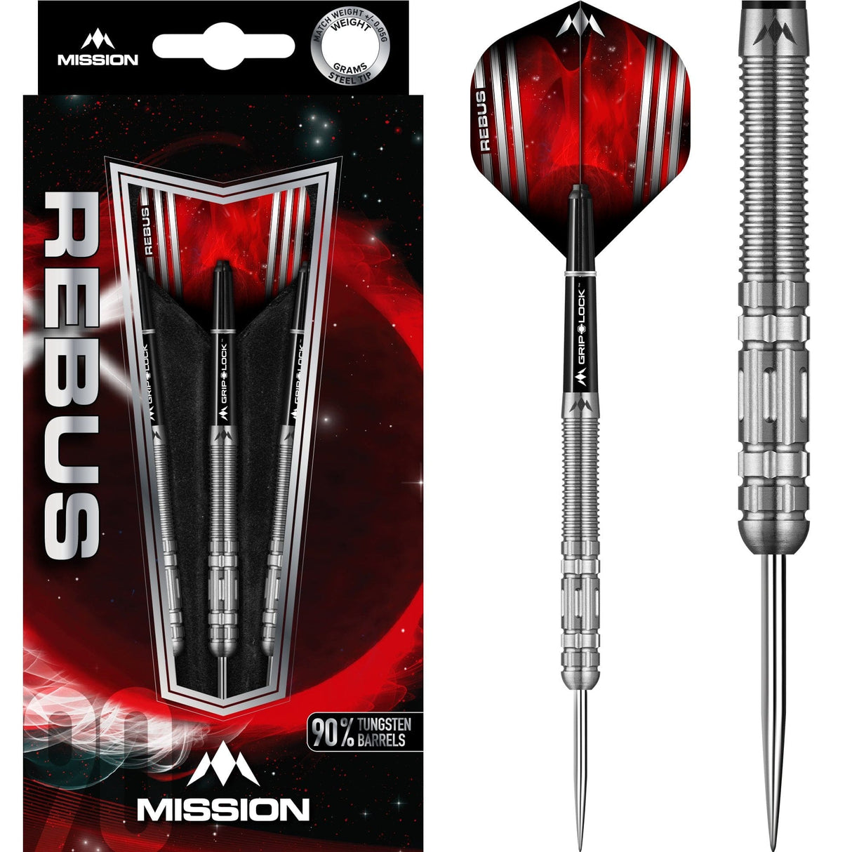 Mission Rebus Darts - Steel Tip - M4 - Rear Ring Grip 22g