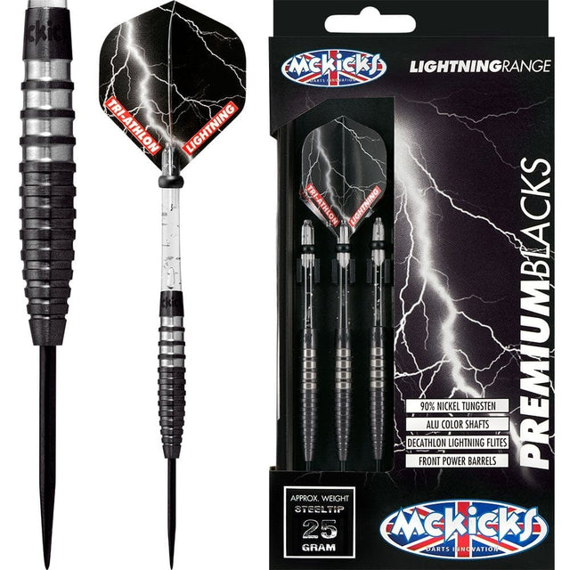 McKicks Premium Black Darts - Steel Tip Tungsten - Titanium 21g