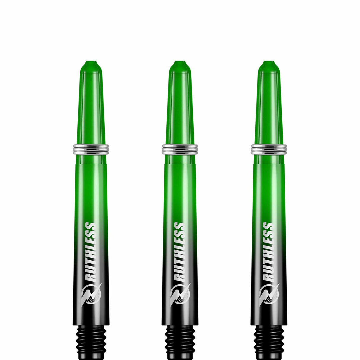 Ruthless Deflectagrip Plus Dart Shafts - Polycarbonate Stems with Springs - Green Tweenie