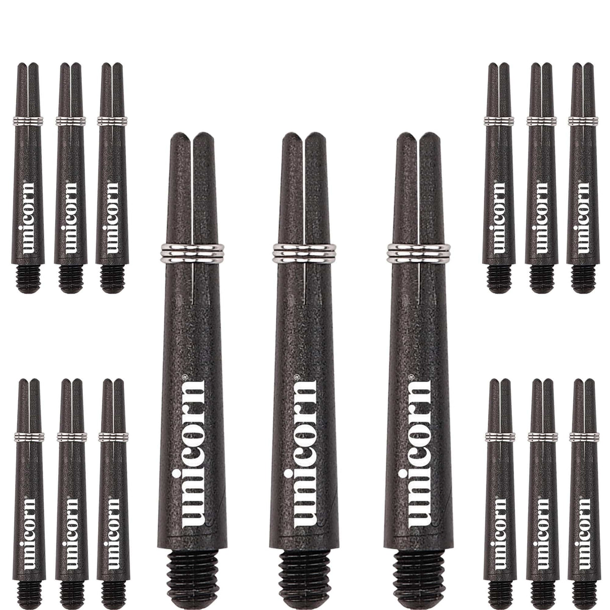 Unicorn Gripper 3 Dart Shafts - VALUE PACK - 5 Sets - Black Short