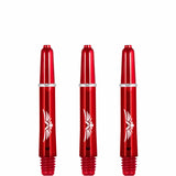 Shot Eagle Claw Dart Shafts - with Machined Rings - Strong Polycarbonate Stems - Red Short