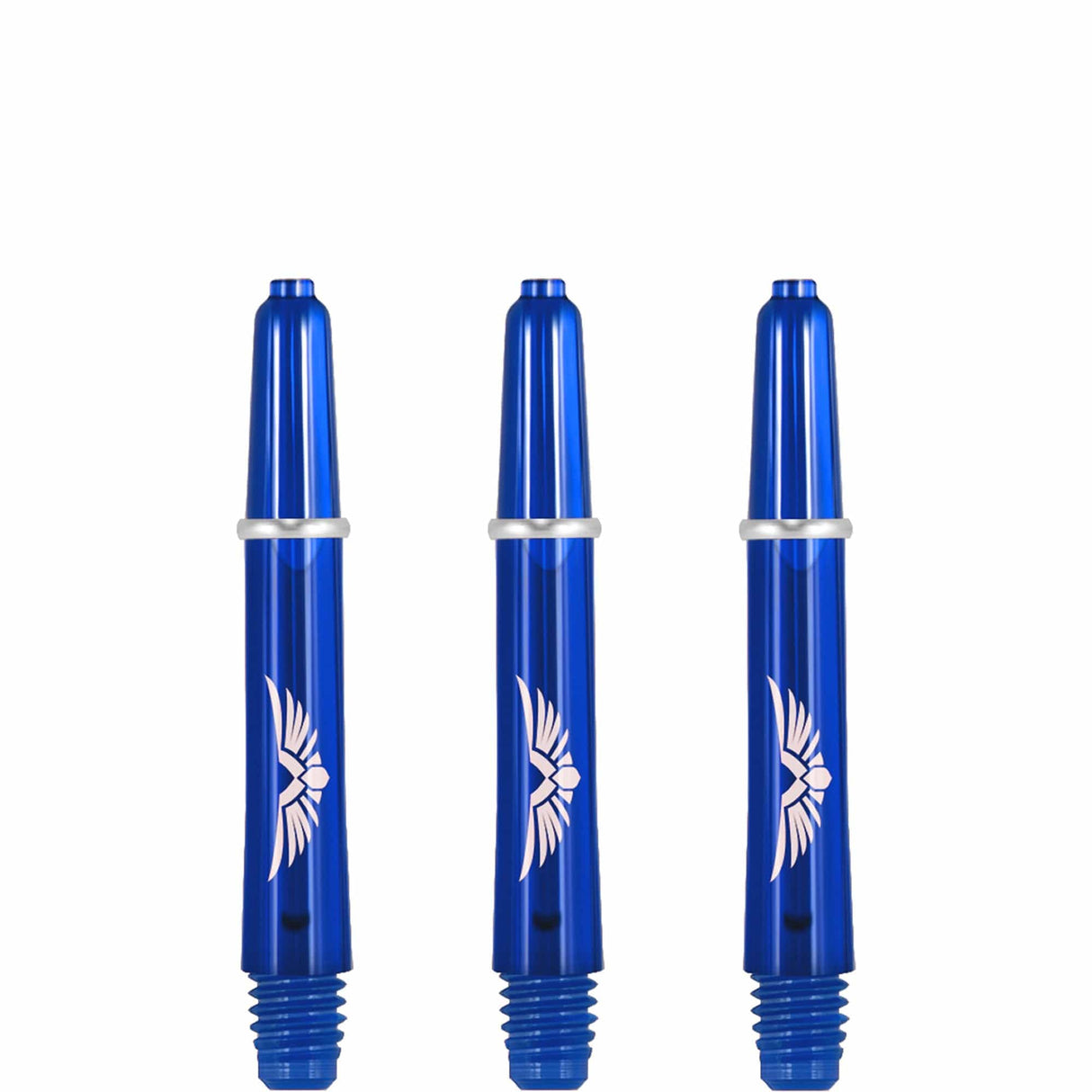 Shot Eagle Claw Dart Shafts - with Machined Rings - Strong Polycarbonate Stems - Blue Short