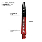 Mission Sabre Shafts - Polycarbonate Dart Stems - Red - Black Top