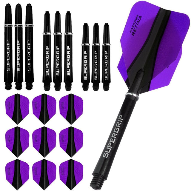 Harrows Retina-X Dart Flights and Shafts Combo Kit - 3 Sets - Purple