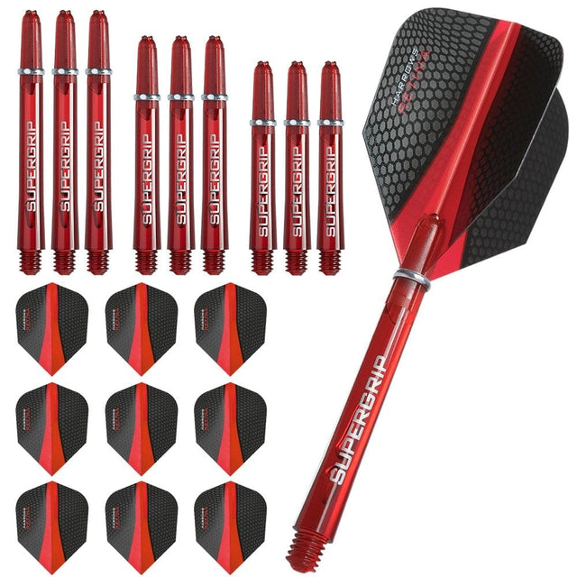 Harrows Retina Dart Flights and Shafts Combo Kit - 3 Sets - Red