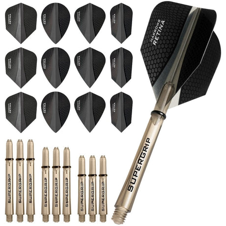 Harrows Retina Dart Flights and Shafts Combo Kit - Mixed - Black