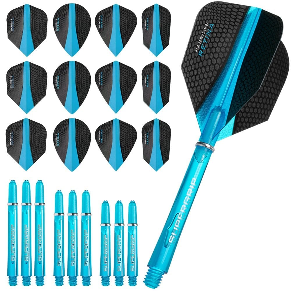 Harrows Retina Dart Flights and Shafts Combo Kit - Mixed - Blue