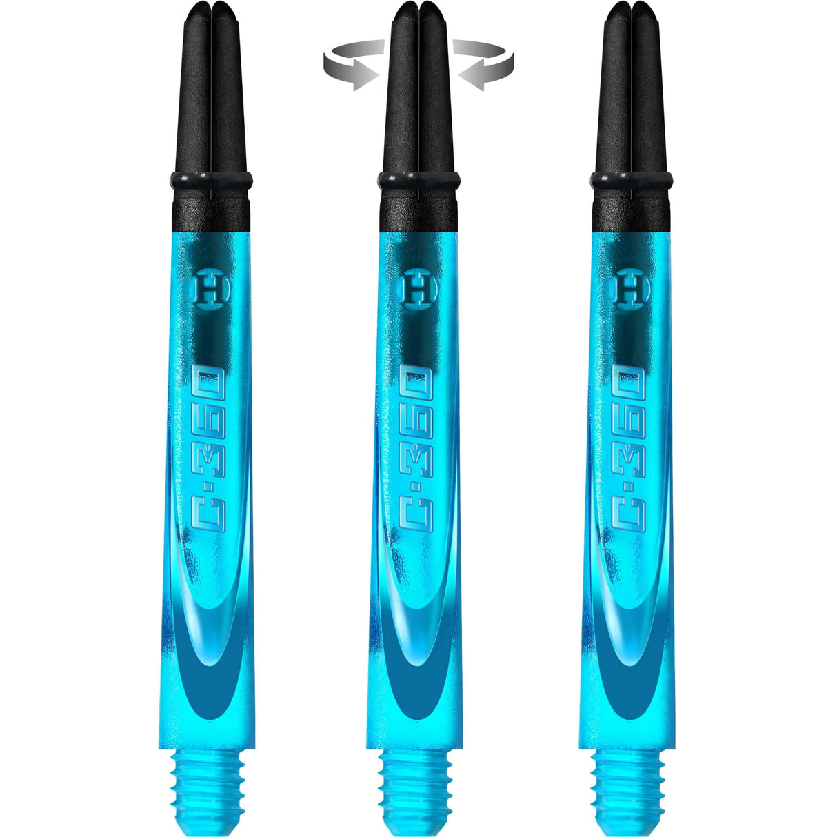 Harrows Carbon 360 Shafts - Polycarbonate Dart Stems with Carbon Top - Aqua Blue Medium